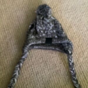 Cozy Gray Knit Pom-Pom Hat for dogs